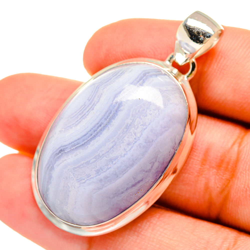 Blue Lace Agate Pendants handcrafted by Ana Silver Co - PD8661