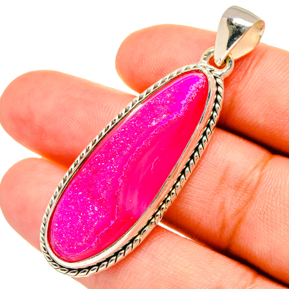 Pink Agate Druzy Pendants handcrafted by Ana Silver Co - PD8686