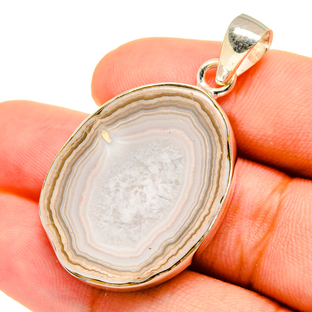 White Geode Slice Pendants handcrafted by Ana Silver Co - PD8762