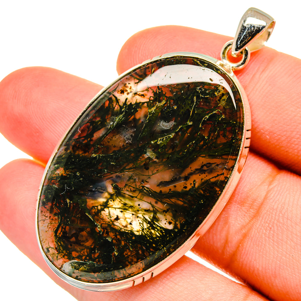 Green Moss Agate Pendants handcrafted by Ana Silver Co - PD8765