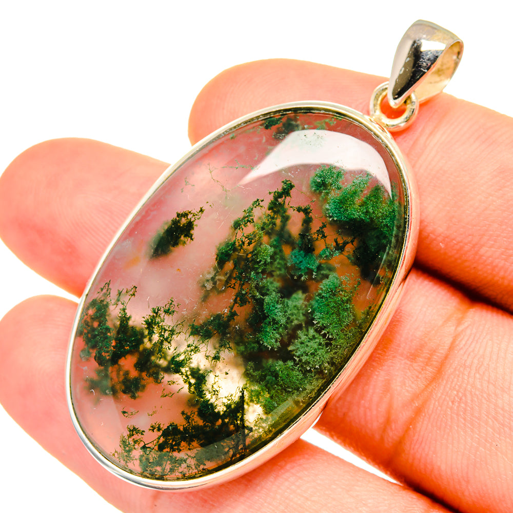 Green Moss Agate Pendants handcrafted by Ana Silver Co - PD8766