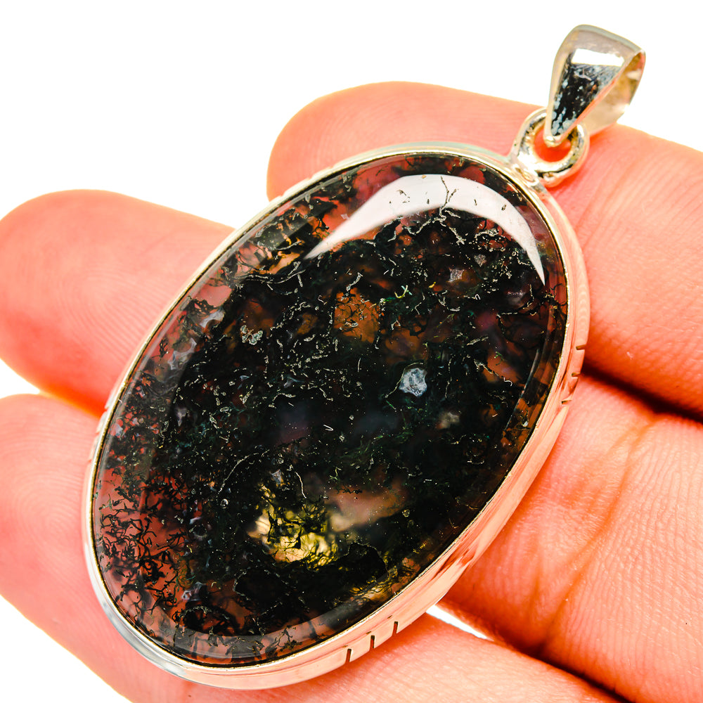 Green Moss Agate Pendants handcrafted by Ana Silver Co - PD8768