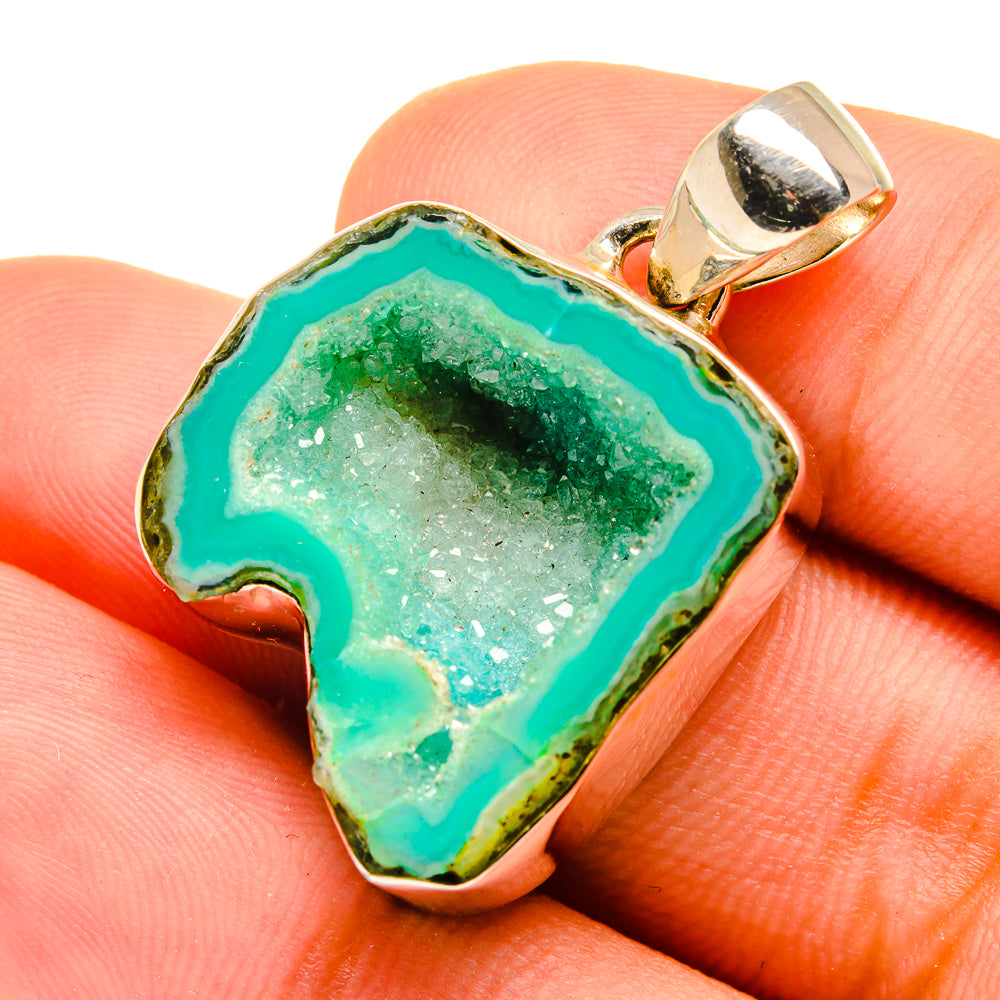 Green Geode Slice Pendants handcrafted by Ana Silver Co - PD8777