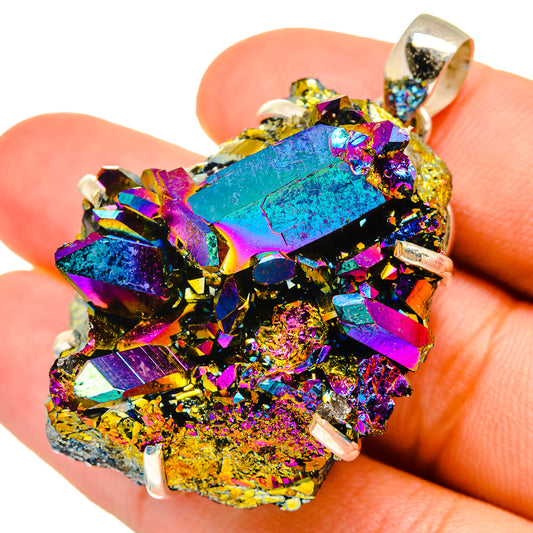 Titanium Sunshine Druzy Pendants handcrafted by Ana Silver Co - PD8794