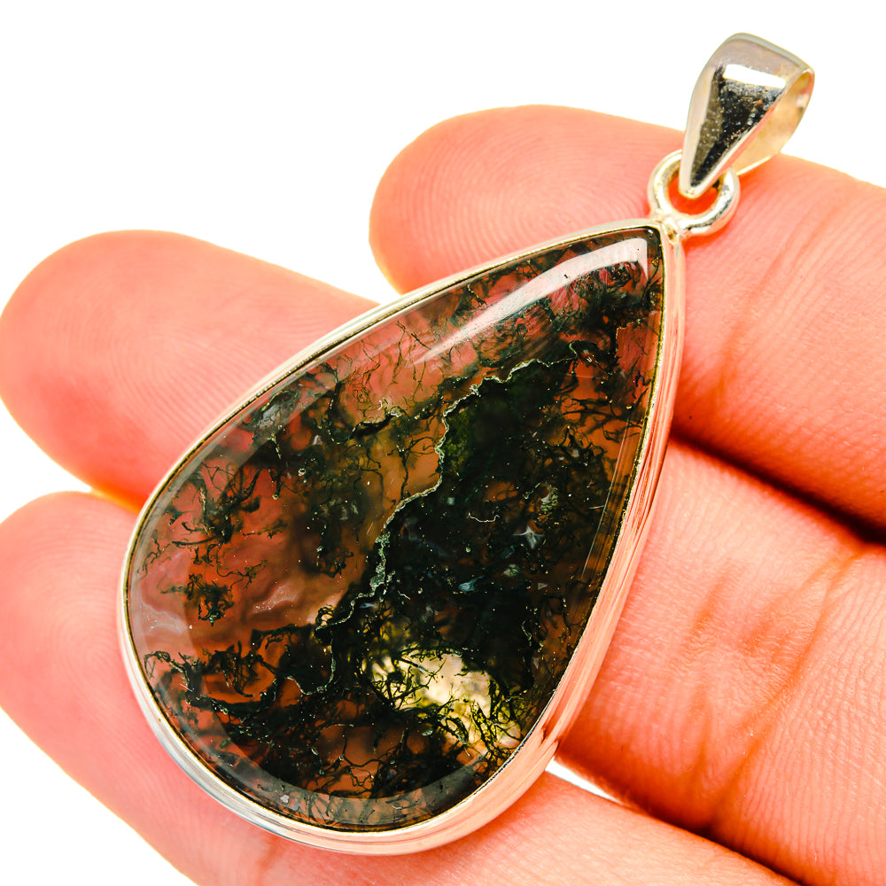 Green Moss Agate Pendants handcrafted by Ana Silver Co - PD8798