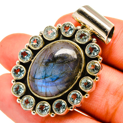 Labradorite, Blue Topaz Pendants handcrafted by Ana Silver Co - PD8849