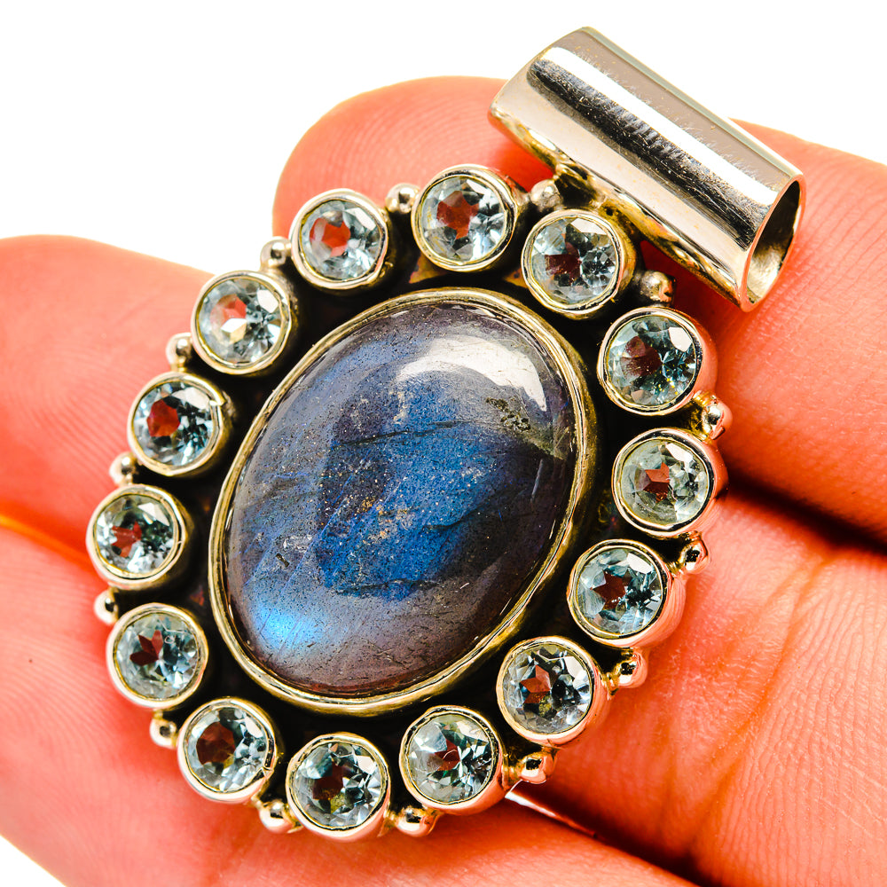 Labradorite, Blue Topaz Pendants handcrafted by Ana Silver Co - PD8850