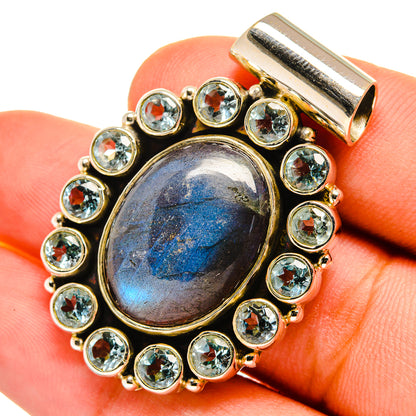 Labradorite, Blue Topaz Pendants handcrafted by Ana Silver Co - PD8850