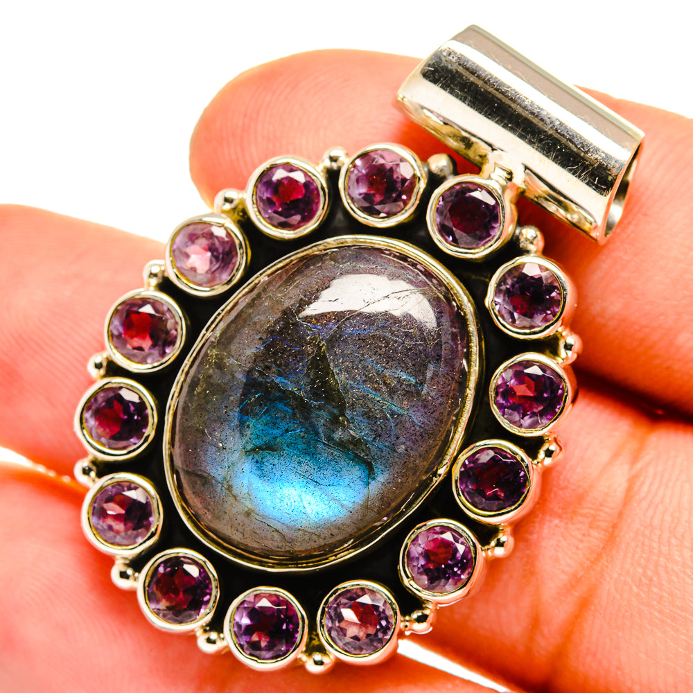 Labradorite, Amethyst Pendants handcrafted by Ana Silver Co - PD8851