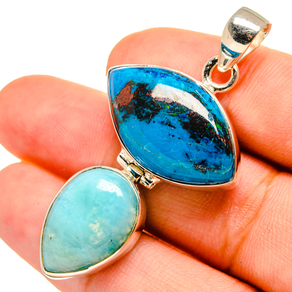 Shattuckite, Larimar Pendants handcrafted by Ana Silver Co - PD8859