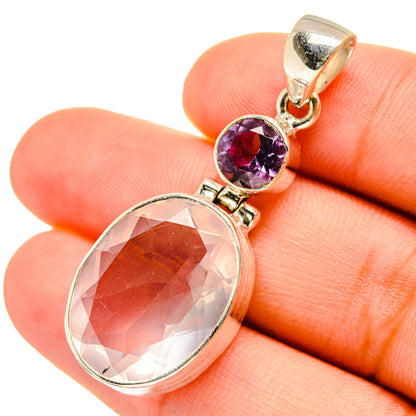 Rose Quartz, Amethyst Pendants handcrafted by Ana Silver Co - PD8868