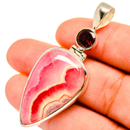 Rhodochrosite, Garnet Pendants handcrafted by Ana Silver Co - PD8878