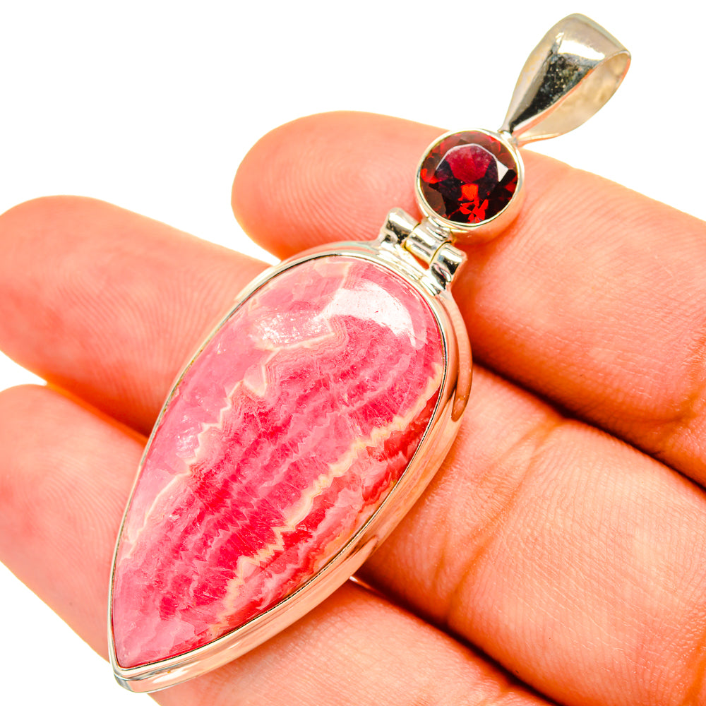 Rhodochrosite, Garnet Pendants handcrafted by Ana Silver Co - PD8879