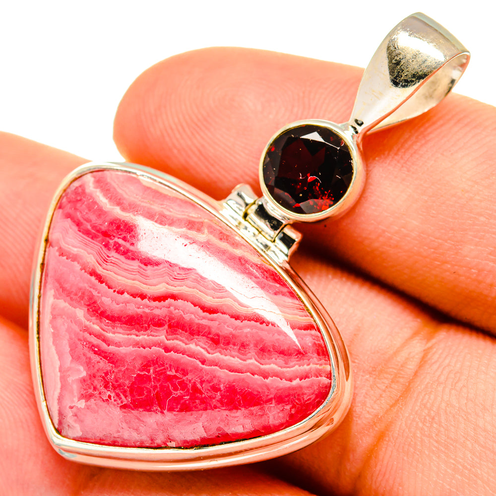 Rhodochrosite, Garnet Pendants handcrafted by Ana Silver Co - PD8882