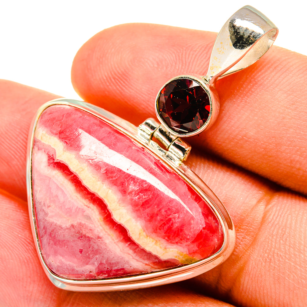 Rhodochrosite, Garnet Pendants handcrafted by Ana Silver Co - PD8883