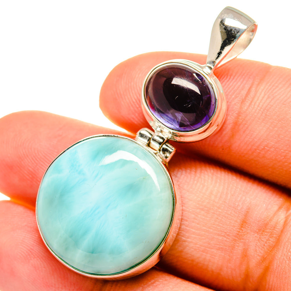 Larimar, Tanzanite Pendants handcrafted by Ana Silver Co - PD8916