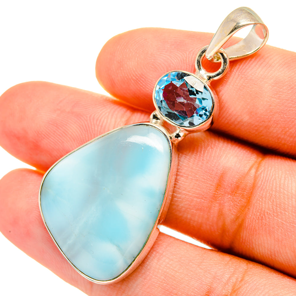 Larimar, Blue Topaz Pendants handcrafted by Ana Silver Co - PD8917