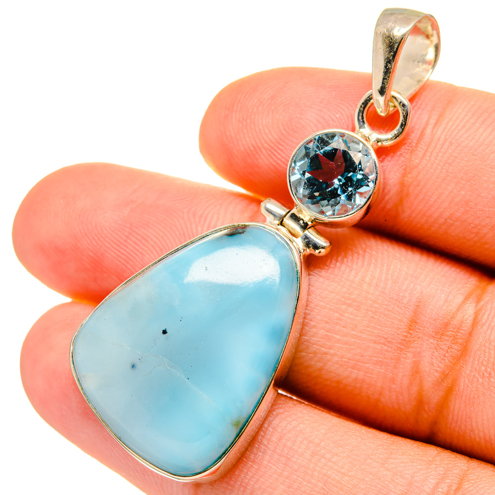 Larimar, Blue Topaz Pendants handcrafted by Ana Silver Co - PD8919