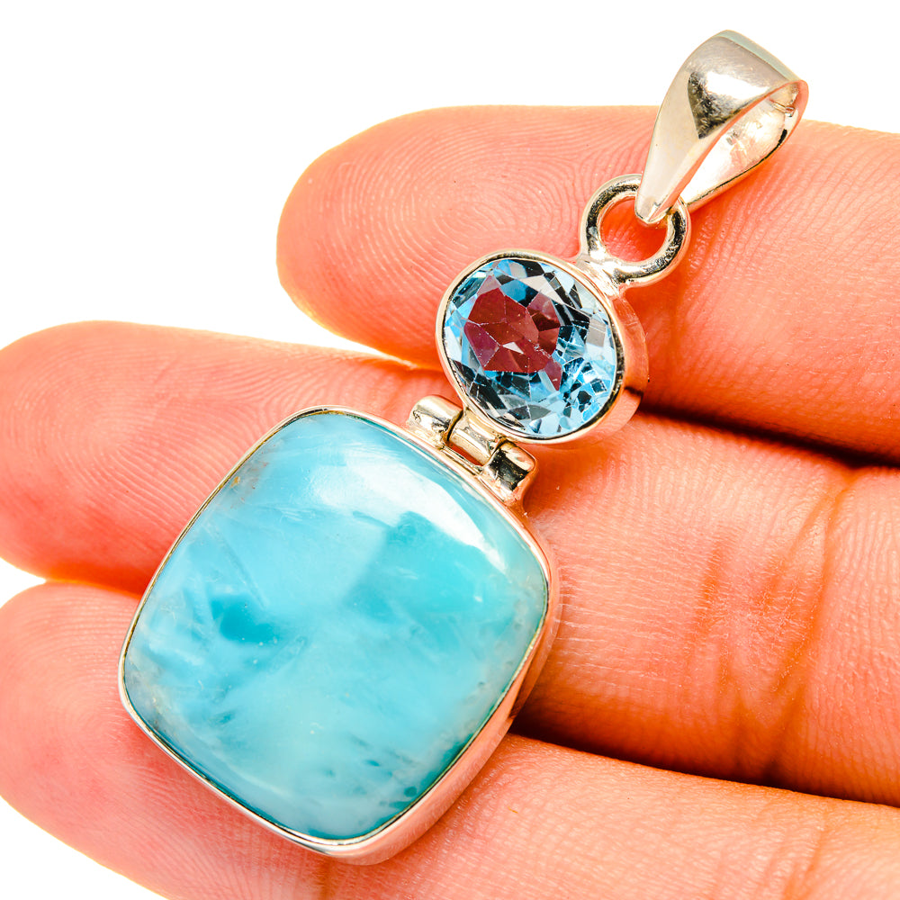 Larimar, Blue Topaz Pendants handcrafted by Ana Silver Co - PD8925