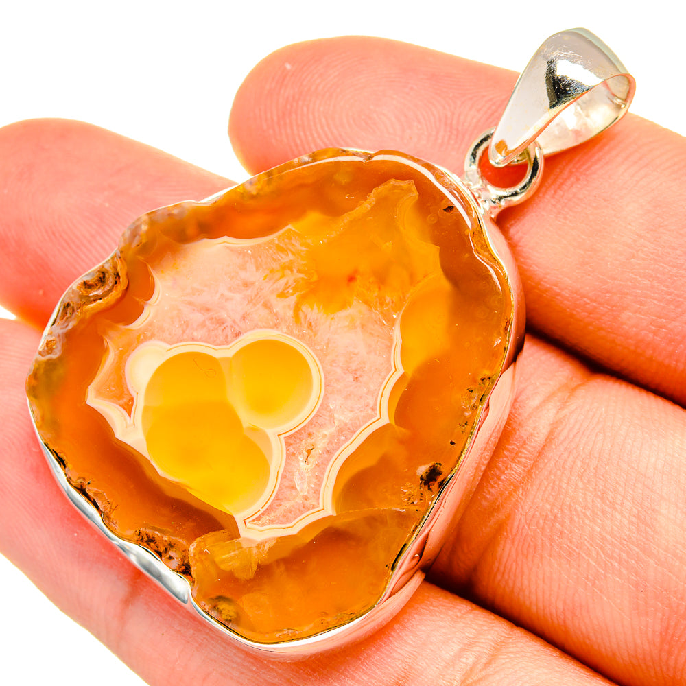 Yellow Geode Slice Pendants handcrafted by Ana Silver Co - PD8949