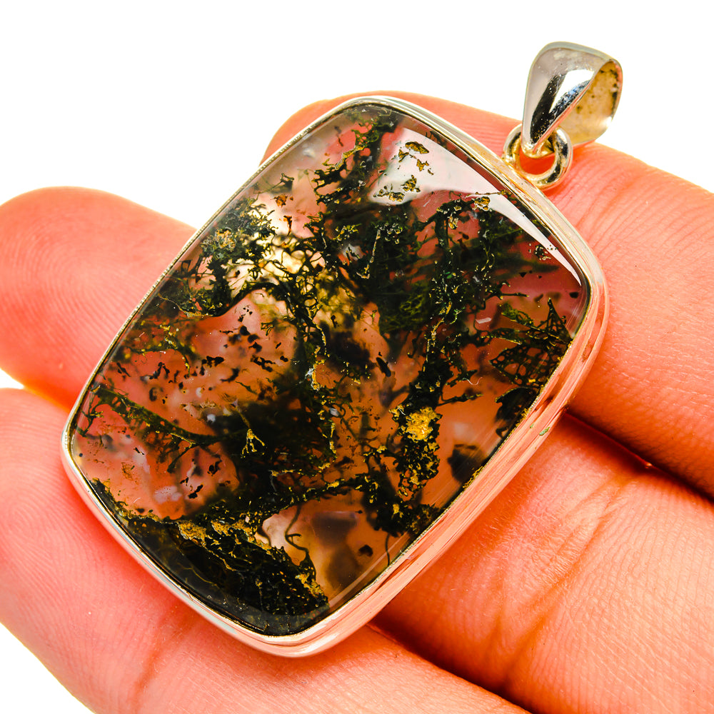 Green Moss Agate Pendants handcrafted by Ana Silver Co - PD8958