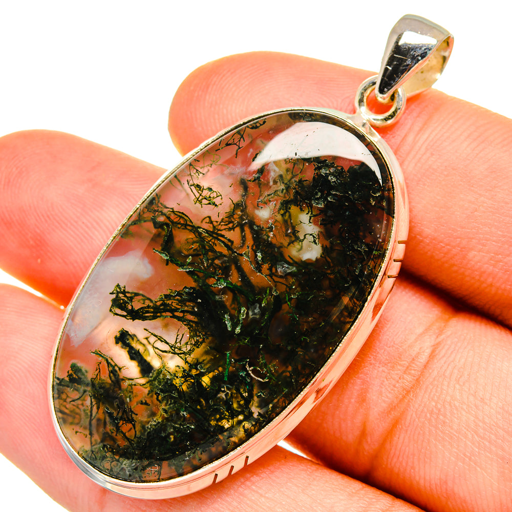 Green Moss Agate Pendants handcrafted by Ana Silver Co - PD8959
