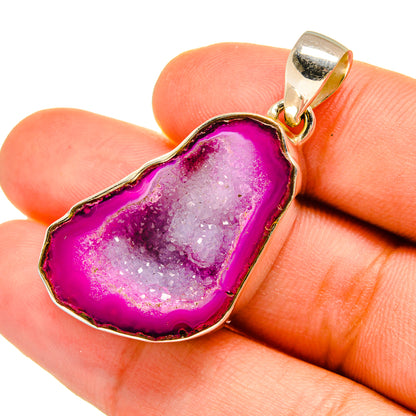Pink Agate Druzy Pendants handcrafted by Ana Silver Co - PD8976