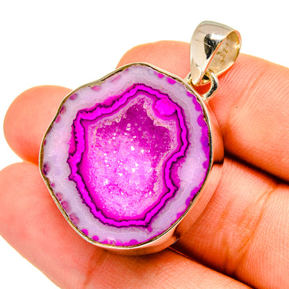 Pink Geode Slice Pendants handcrafted by Ana Silver Co - PD8978