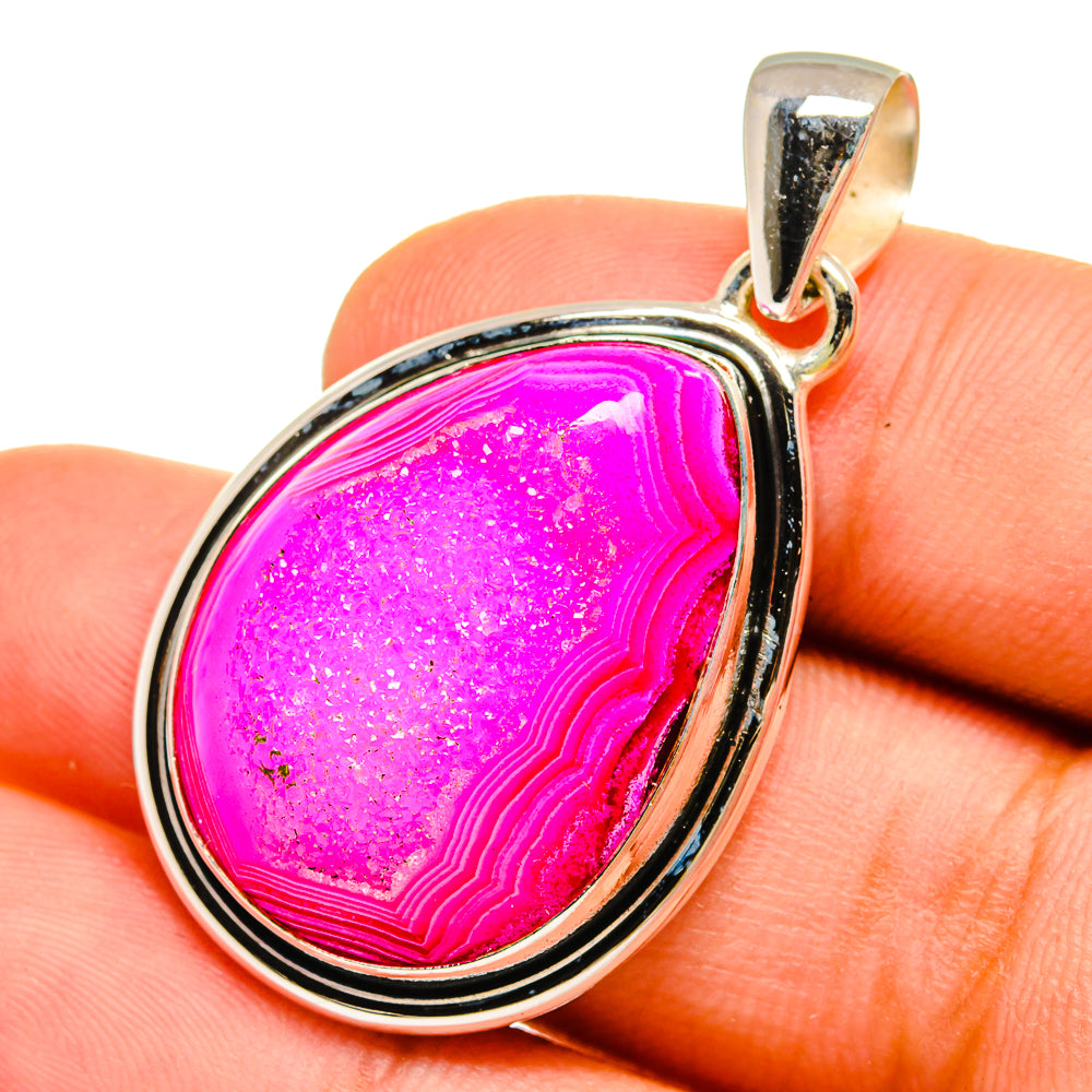 Pink Agate Druzy Pendants handcrafted by Ana Silver Co - PD8980