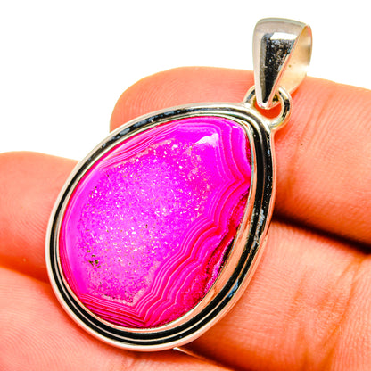 Pink Agate Druzy Pendants handcrafted by Ana Silver Co - PD8980