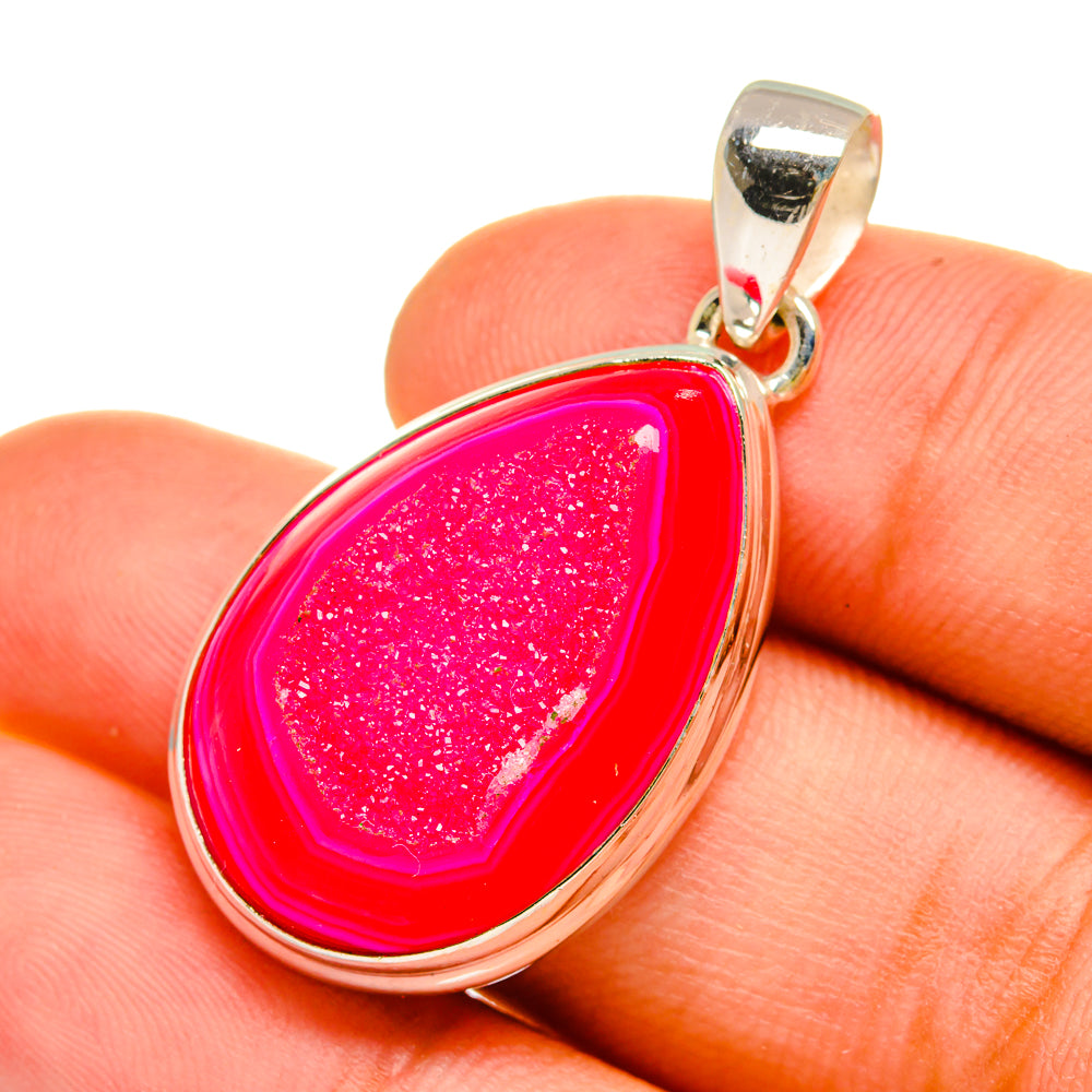 Pink Agate Druzy Pendants handcrafted by Ana Silver Co - PD8982