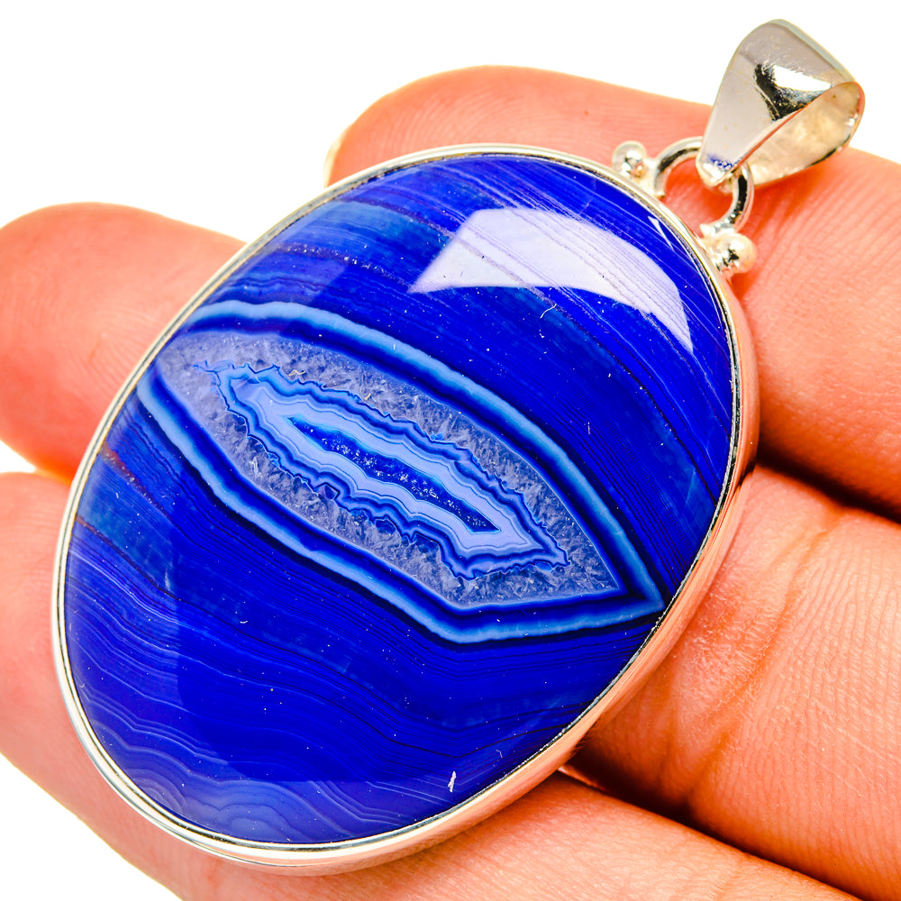 Blue Botswana Agate Pendants handcrafted by Ana Silver Co - PD9061
