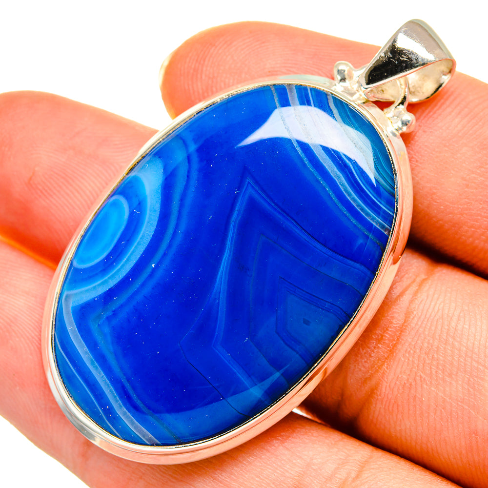 Blue Botswana Agate Pendants handcrafted by Ana Silver Co - PD9063