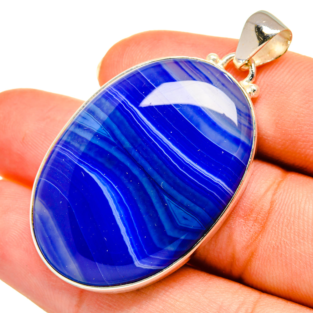 Blue Botswana Agate Pendants handcrafted by Ana Silver Co - PD9064