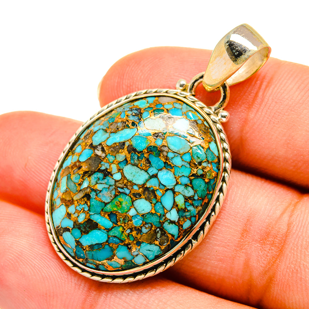 Blue Copper Composite Turquoise Pendants handcrafted by Ana Silver Co - PD9073
