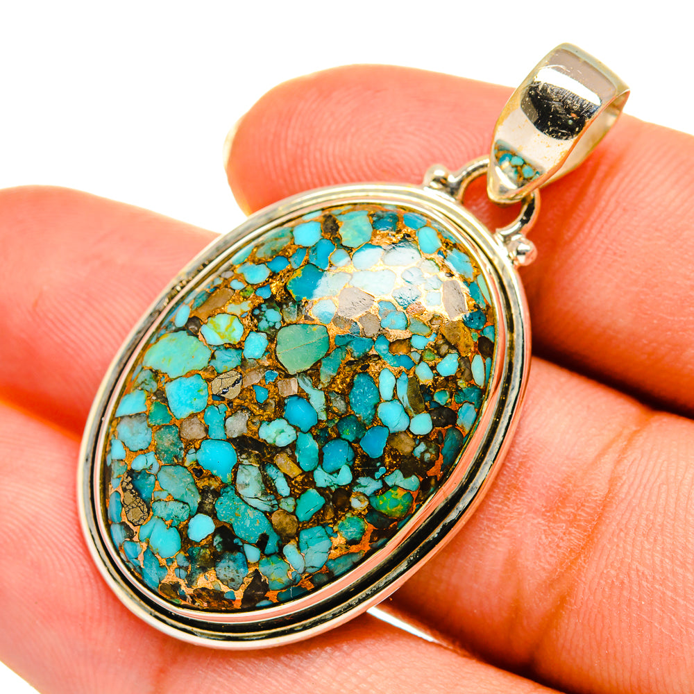 Blue Copper Composite Turquoise Pendants handcrafted by Ana Silver Co - PD9077