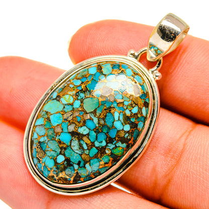 Blue Copper Composite Turquoise Pendants handcrafted by Ana Silver Co - PD9077