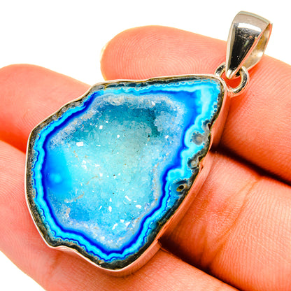 Blue Geode Slice Pendants handcrafted by Ana Silver Co - PD9079