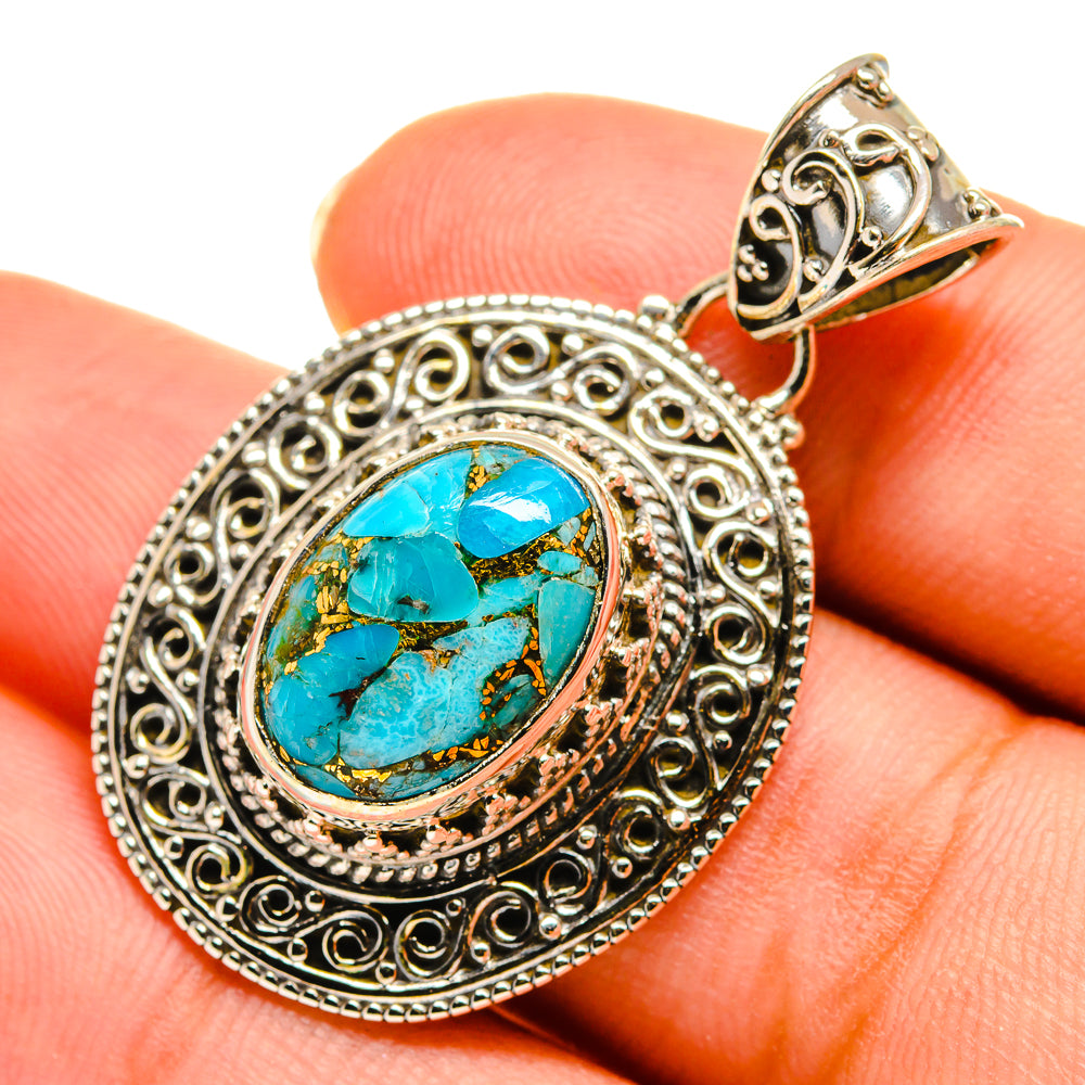 Blue Copper Composite Turquoise Pendants handcrafted by Ana Silver Co - PD9081