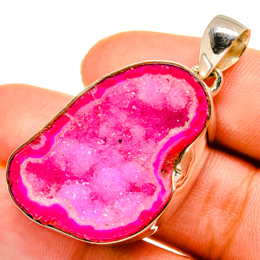 Pink Geode Slice Pendants handcrafted by Ana Silver Co - PD9176