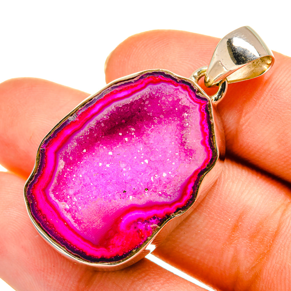 Pink Geode Slice Pendants handcrafted by Ana Silver Co - PD9177