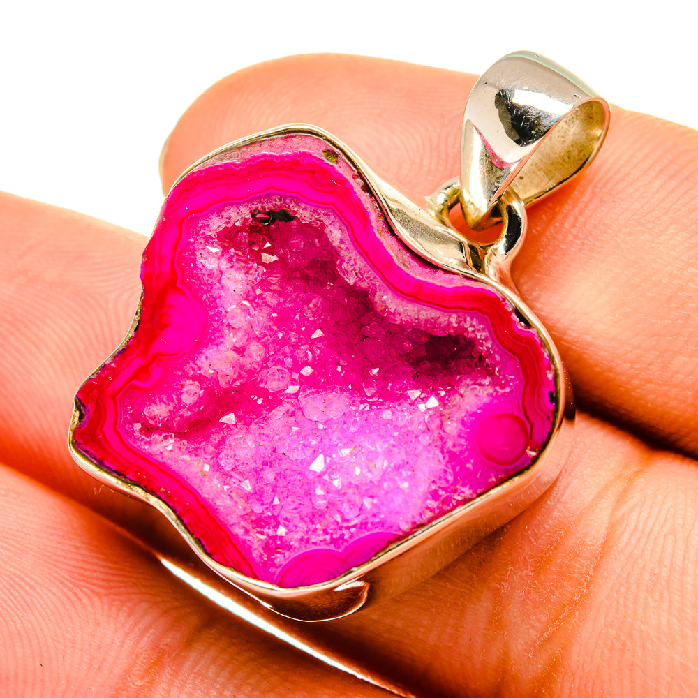 Pink Geode Slice Pendants handcrafted by Ana Silver Co - PD9186