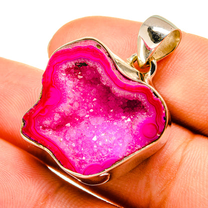 Pink Geode Slice Pendants handcrafted by Ana Silver Co - PD9186