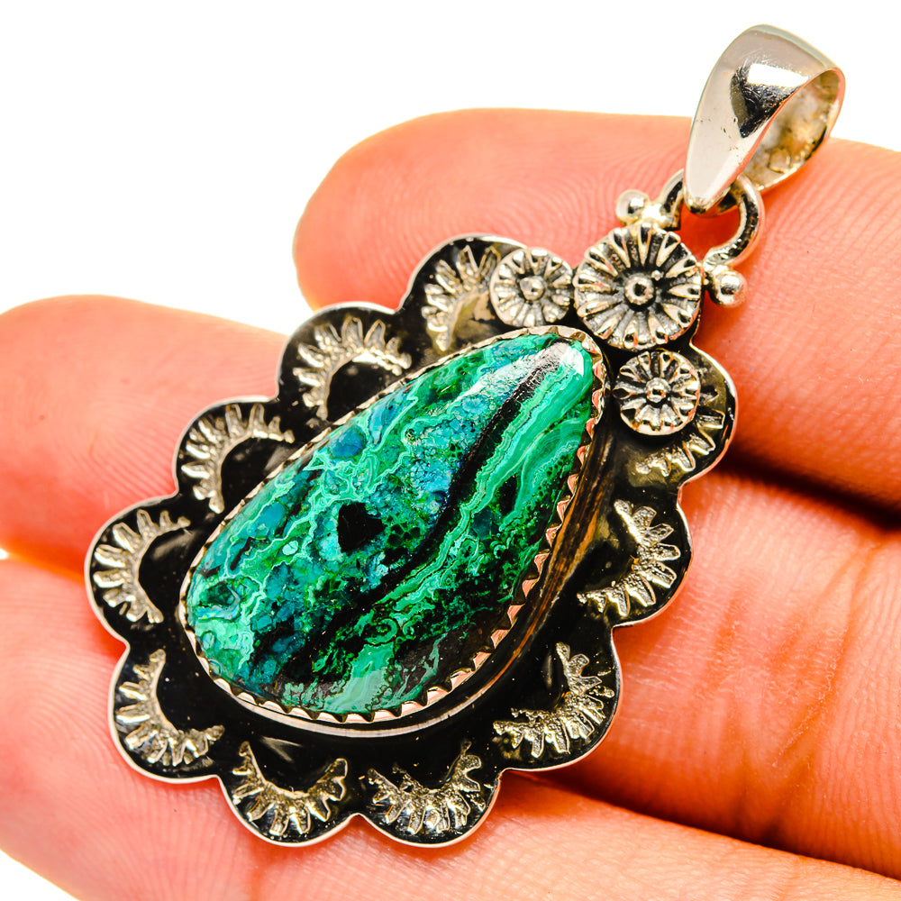 Malachite In Chrysocolla Pendants handcrafted by Ana Silver Co - PD9227