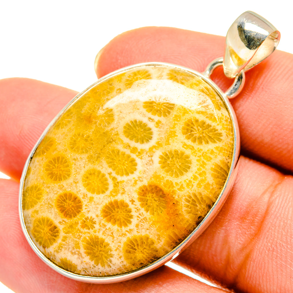 Fossil Coral Pendants handcrafted by Ana Silver Co - PD9237