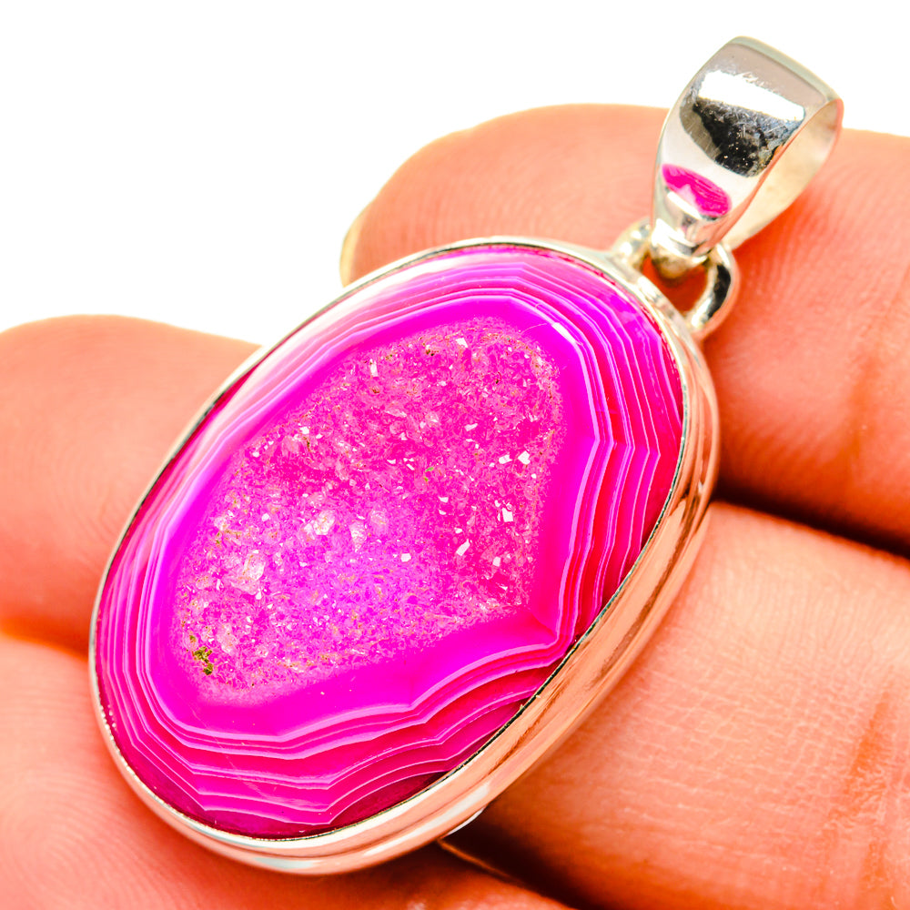 Pink Agate Druzy Pendants handcrafted by Ana Silver Co - PD9511