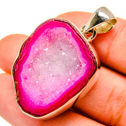 Pink Geode Slice Pendants handcrafted by Ana Silver Co - PD9512