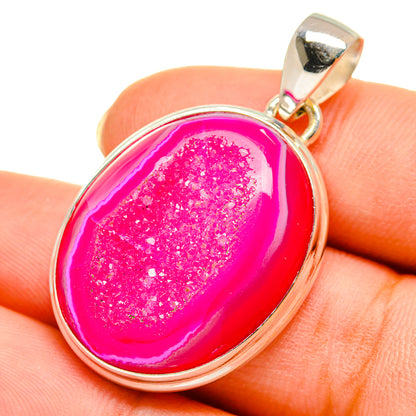 Pink Agate Druzy Pendants handcrafted by Ana Silver Co - PD9513