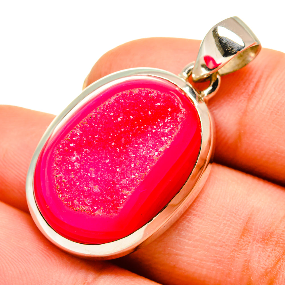 Pink Agate Druzy Pendants handcrafted by Ana Silver Co - PD9514