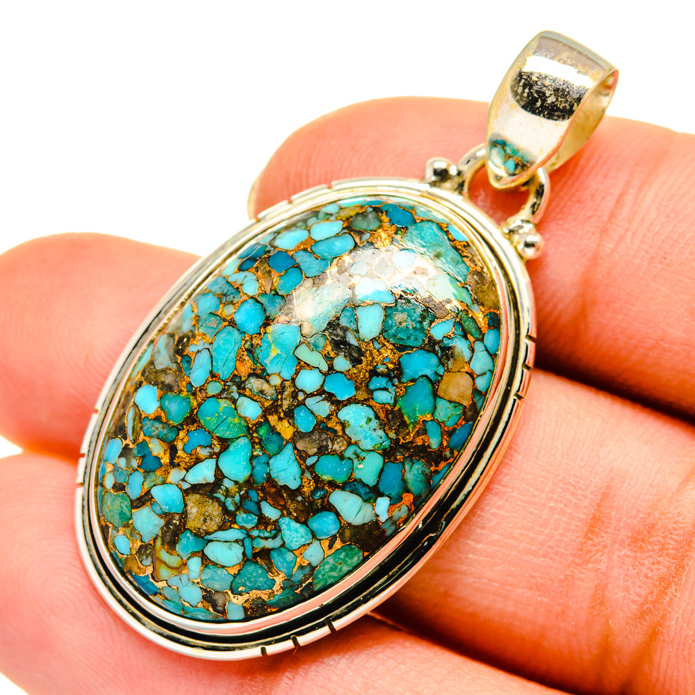 Blue Copper Composite Turquoise Pendants handcrafted by Ana Silver Co - PD9518